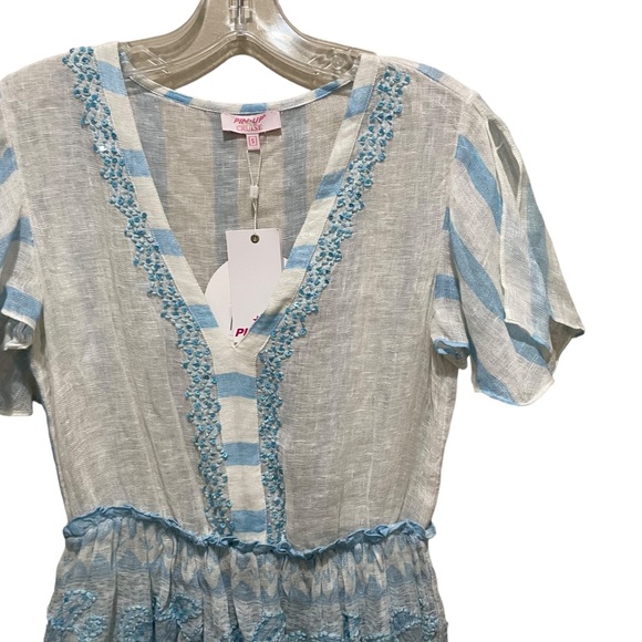 pin-up stars cruise afrika mini dress beach coverup blue and white size small - Picture 4 of 9